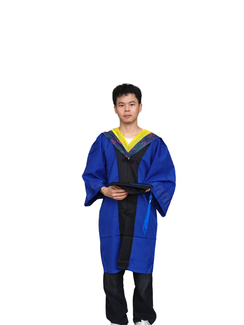 穿着蓝色衣服的男人站在那里 AI 生成的内容可能不正确。